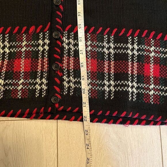 Vintage knit button up sweater vest plaid - Picture 7 of 7